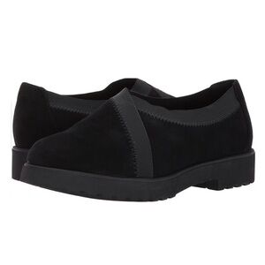 Clarks Bellevue Cedar Slip-On Loafers Black Suede Size 7.5 Wide